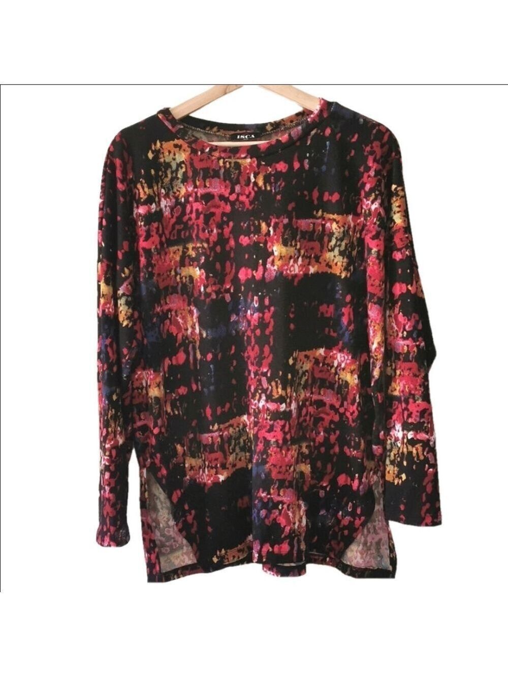 Vibrant arty ISCA long sleeve top. Size large. EUC